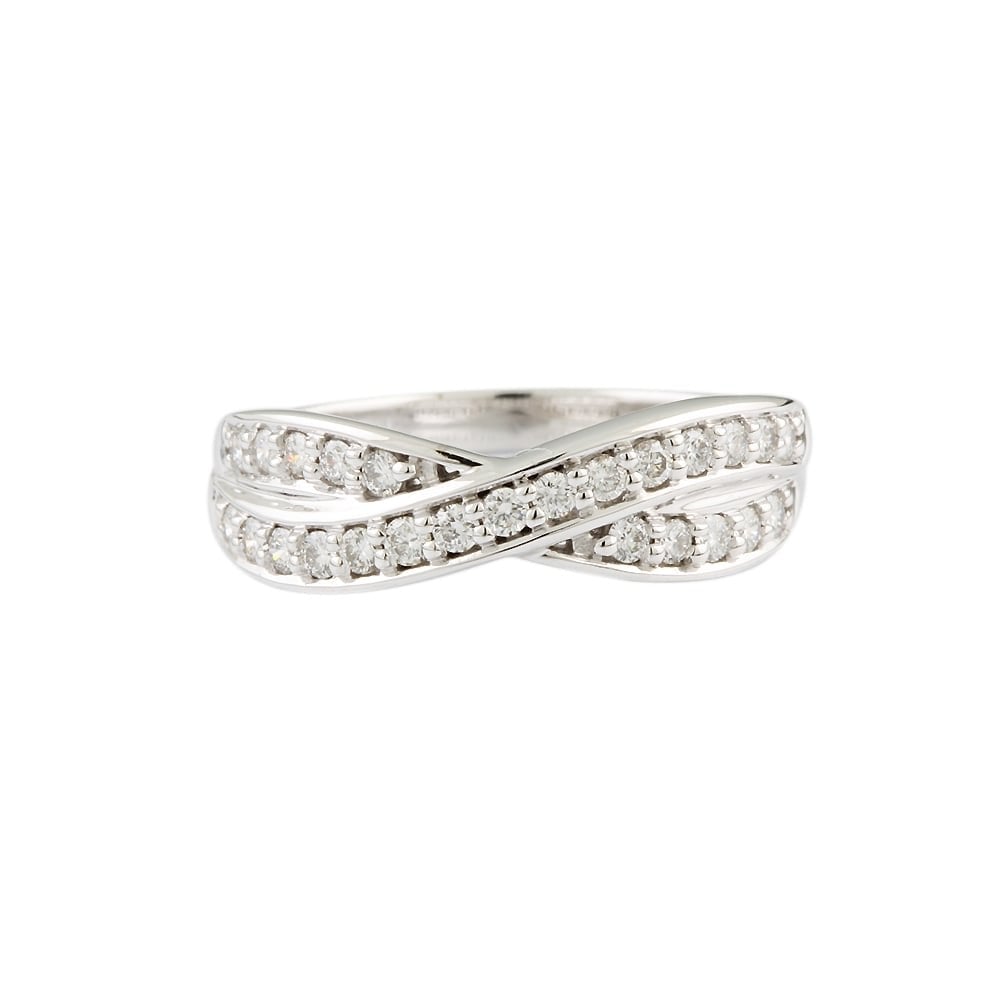 9ct White Gold Crossover Ring 0.36ct
