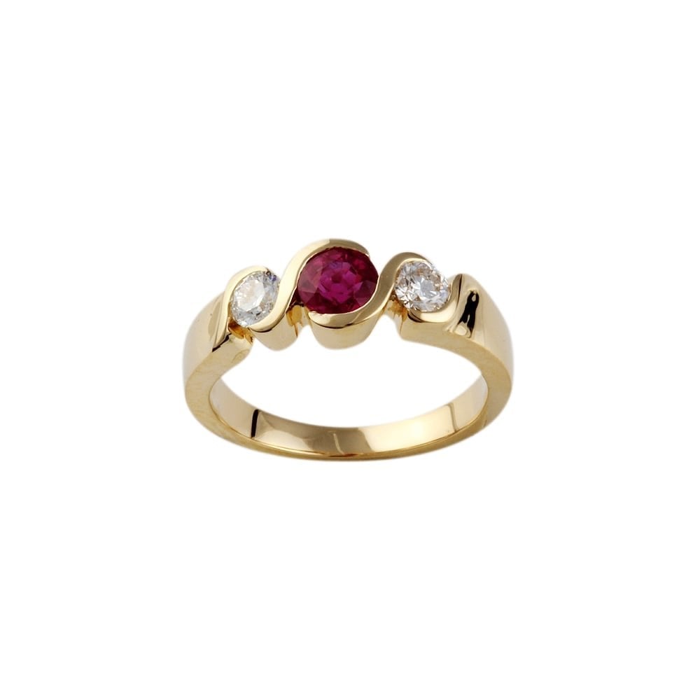 9ct Yellow Gold Ruby 0.62ct and Diamond Ring 0.38ct