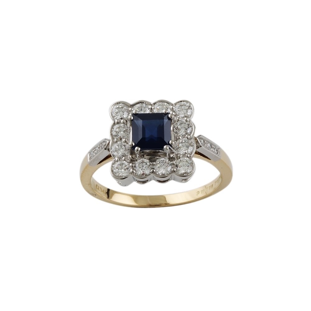9ct Gold, 0.99ct Sapphire and 0.83ct Diamond Cluster Ring