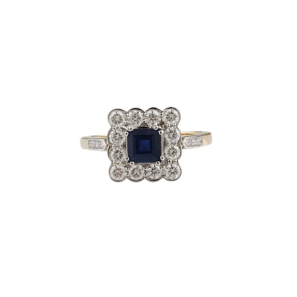 9ct Gold, 0.99ct Sapphire and 0.83ct Diamond Cluster Ring