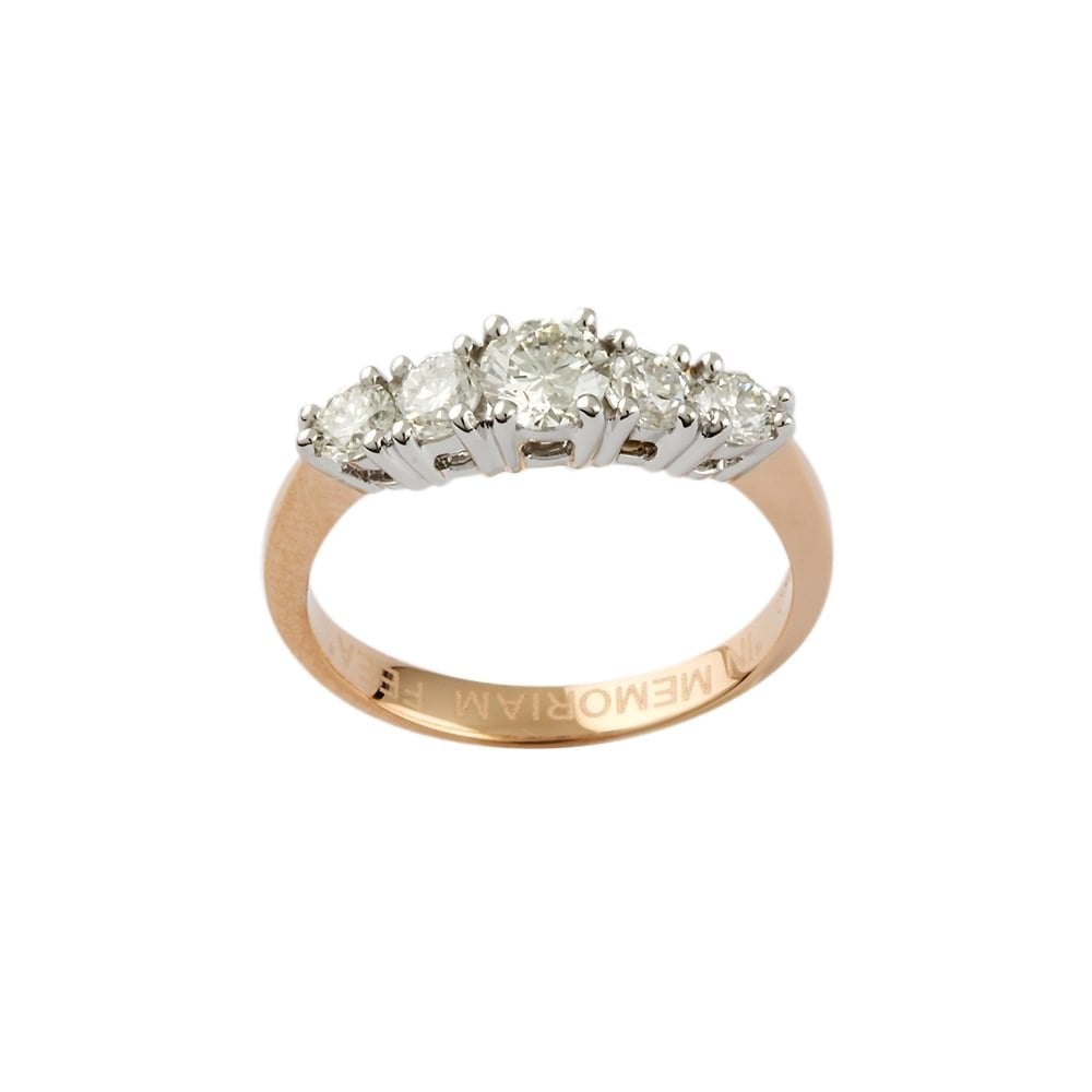 9ct yellow and white gold five stone ring