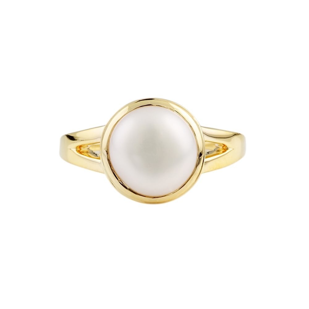 9ct Yellow Gold Mabe Pearl 10mm Dress Ring