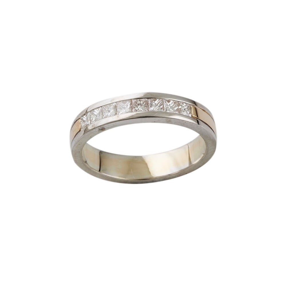 9ct yellow and white gold diamond half eternity ring 0.40ct