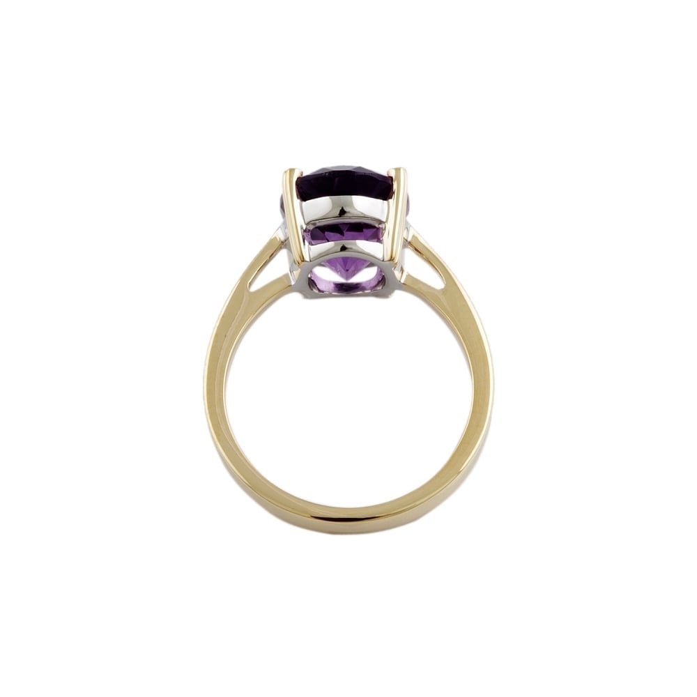 9ct Yellow and White Gold Amethyst Single Stone Ring