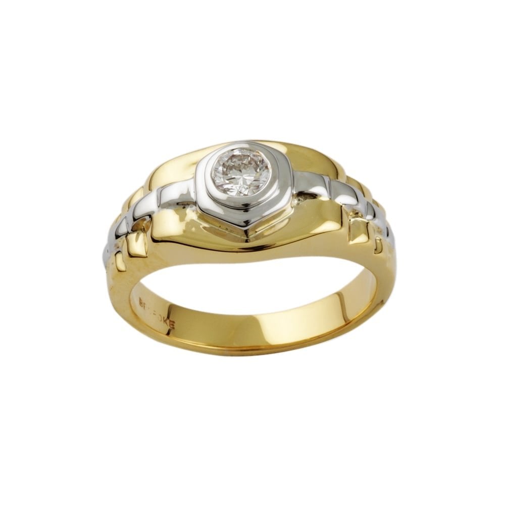 9ct Yellow and White Gold Diamond Solitaire Ring 0.27ct