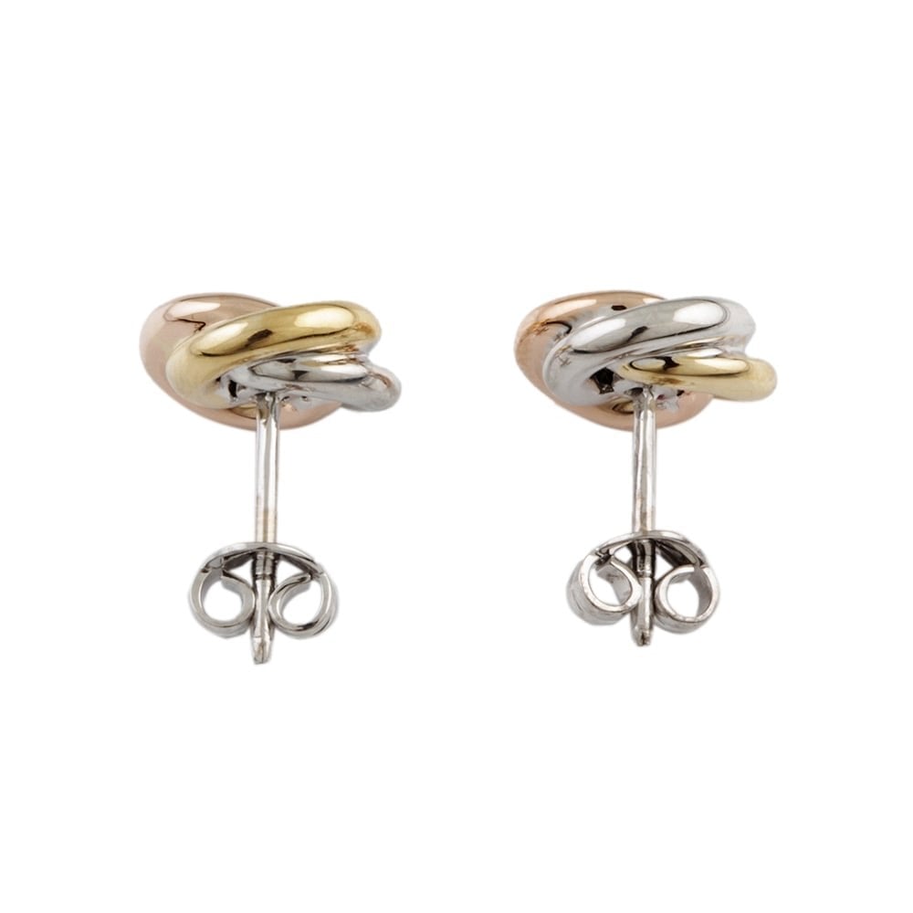 9ct Rose Yellow and White Gold Diamond 0.09ct Knot Stud Earrings