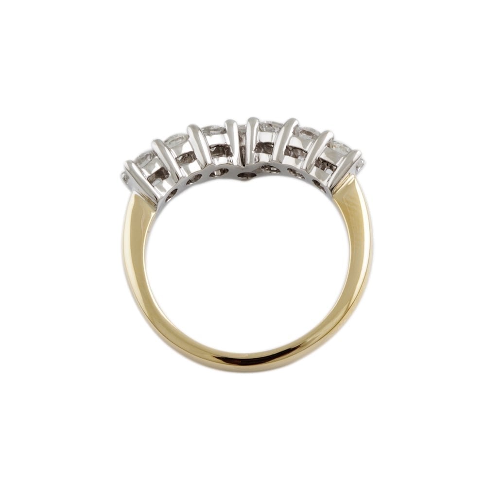 9ct Yellow and White Gold Diamond 0.95ct Seven Stone Wishbone Ring