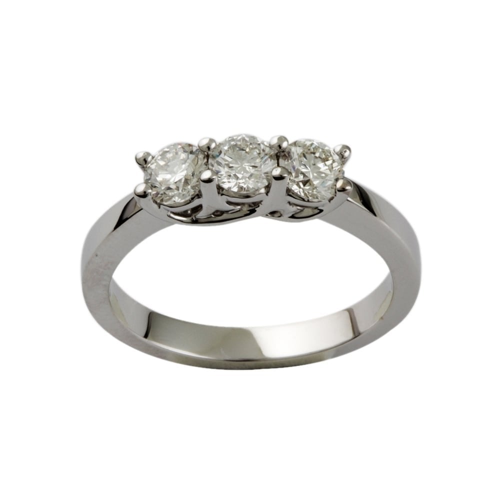 9ct White Gold Diamond 0.77ct Three Stone Ring