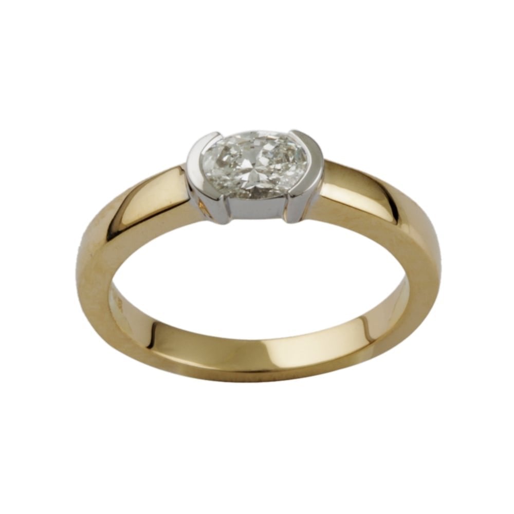 9ct Yellow and White Gold Diamond 0.34ct Solitaire Ring