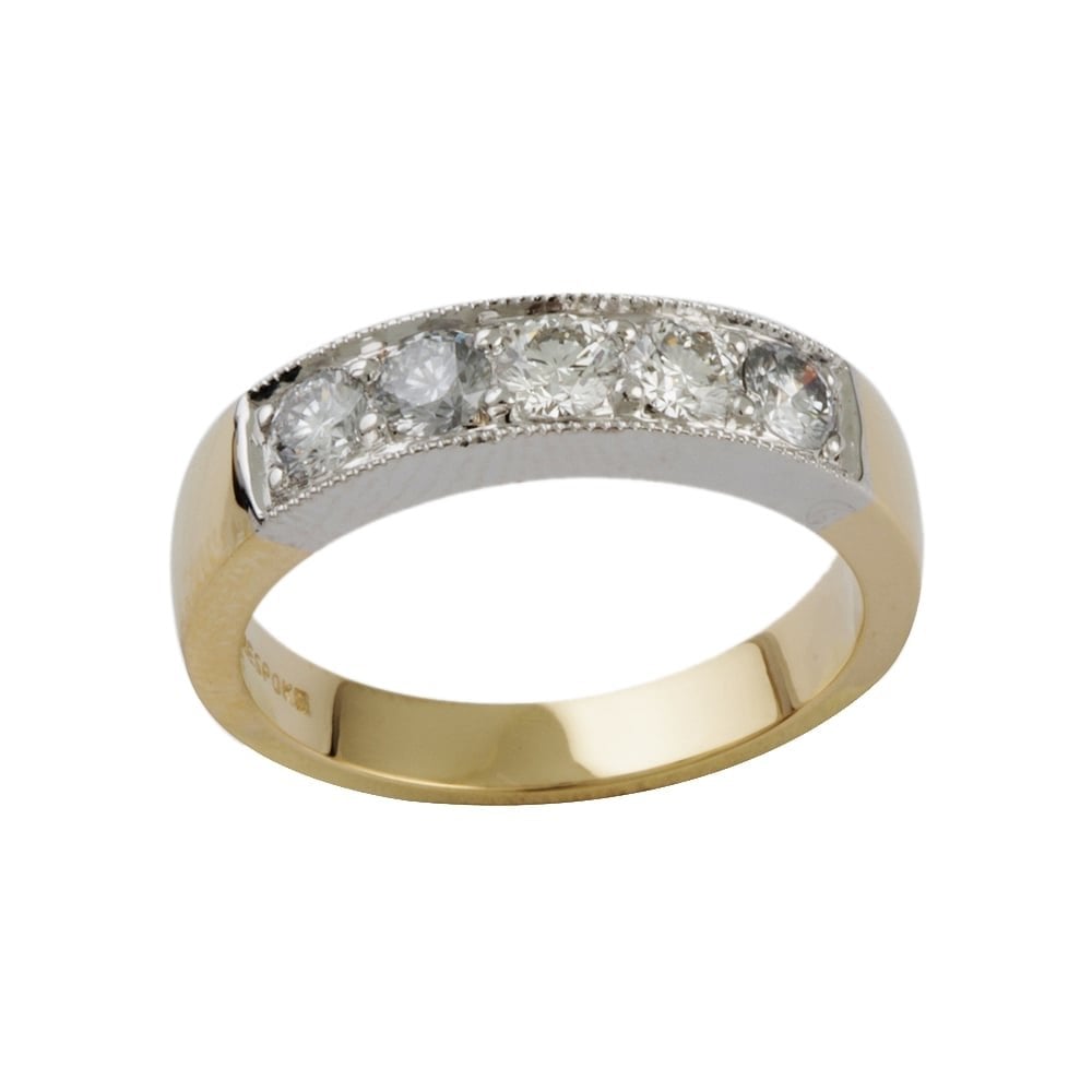 9ct Yellow and White Gold Five Stone Diamond 0.57ct Ring