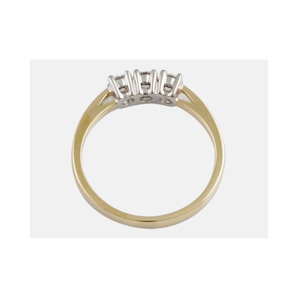 9ct Yellow and White Gold Diamond Three Stone Ring 0.60ct