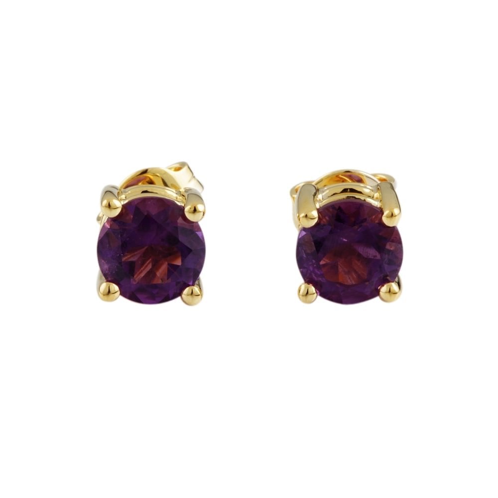 9ct Yellow Gold Amethyst Stud Earring 2.47ct