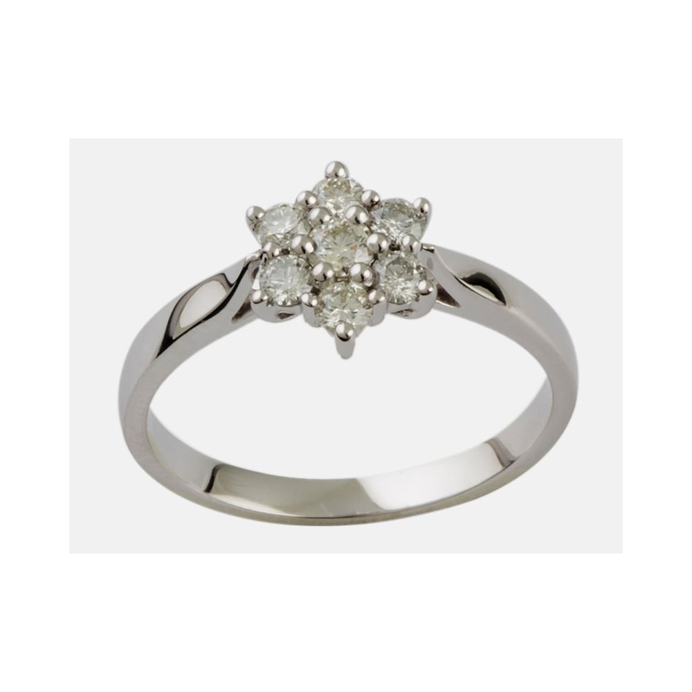9ct White Gold Diamond Cluster Ring
