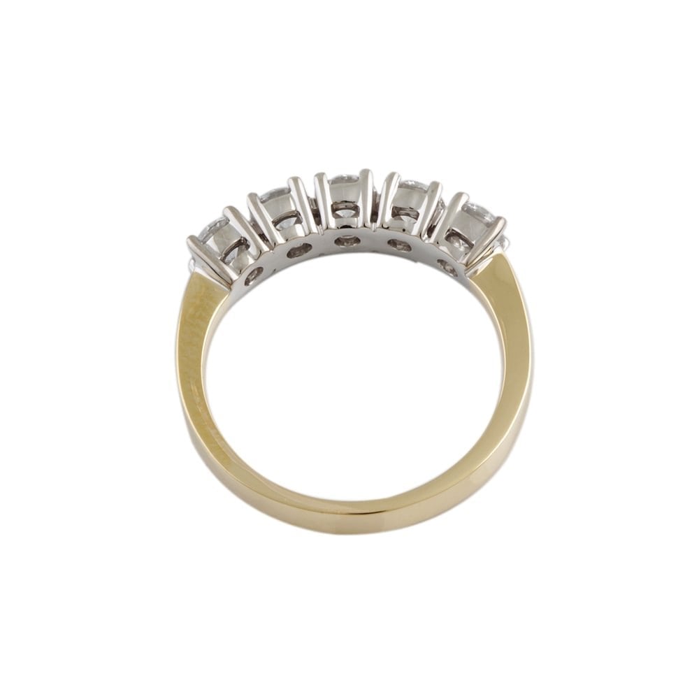 9ct Yellow and White Gold Diamond Five Stone Ring