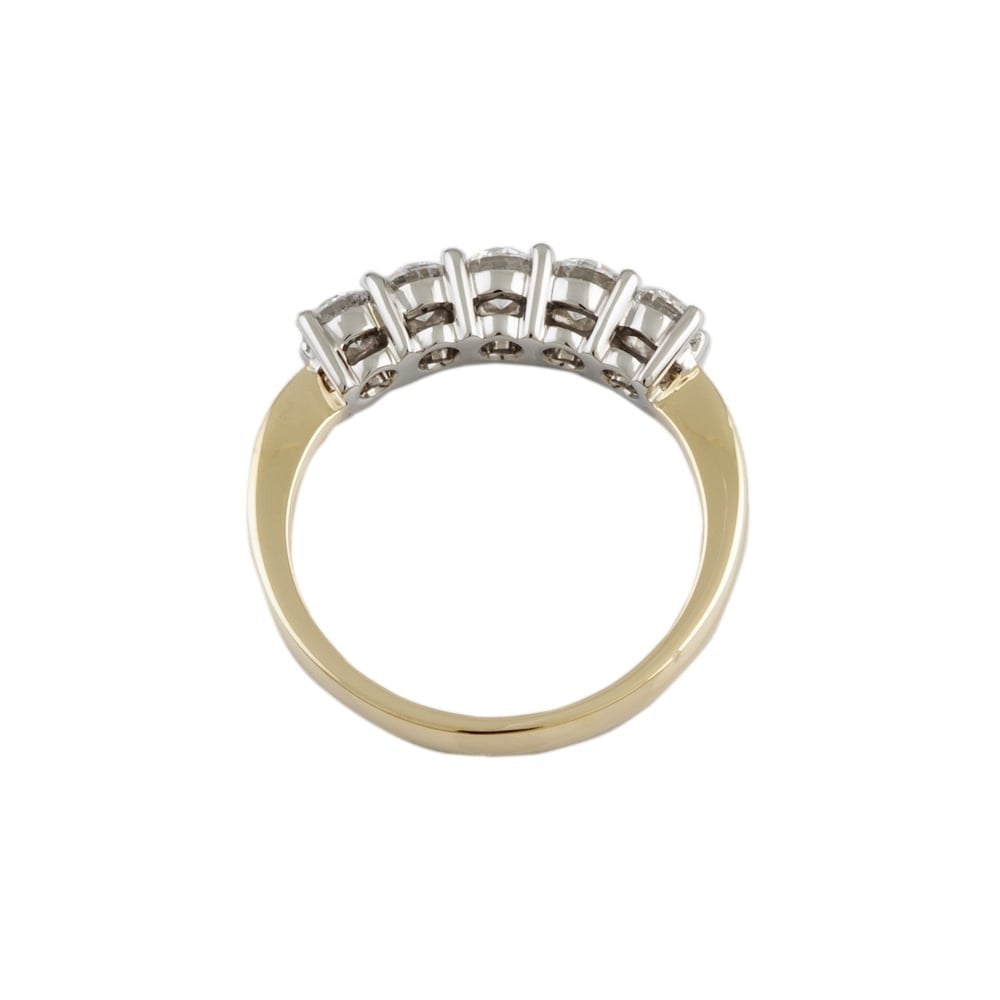 9ct Yellow and White Gold Diamond Five Stone Ring