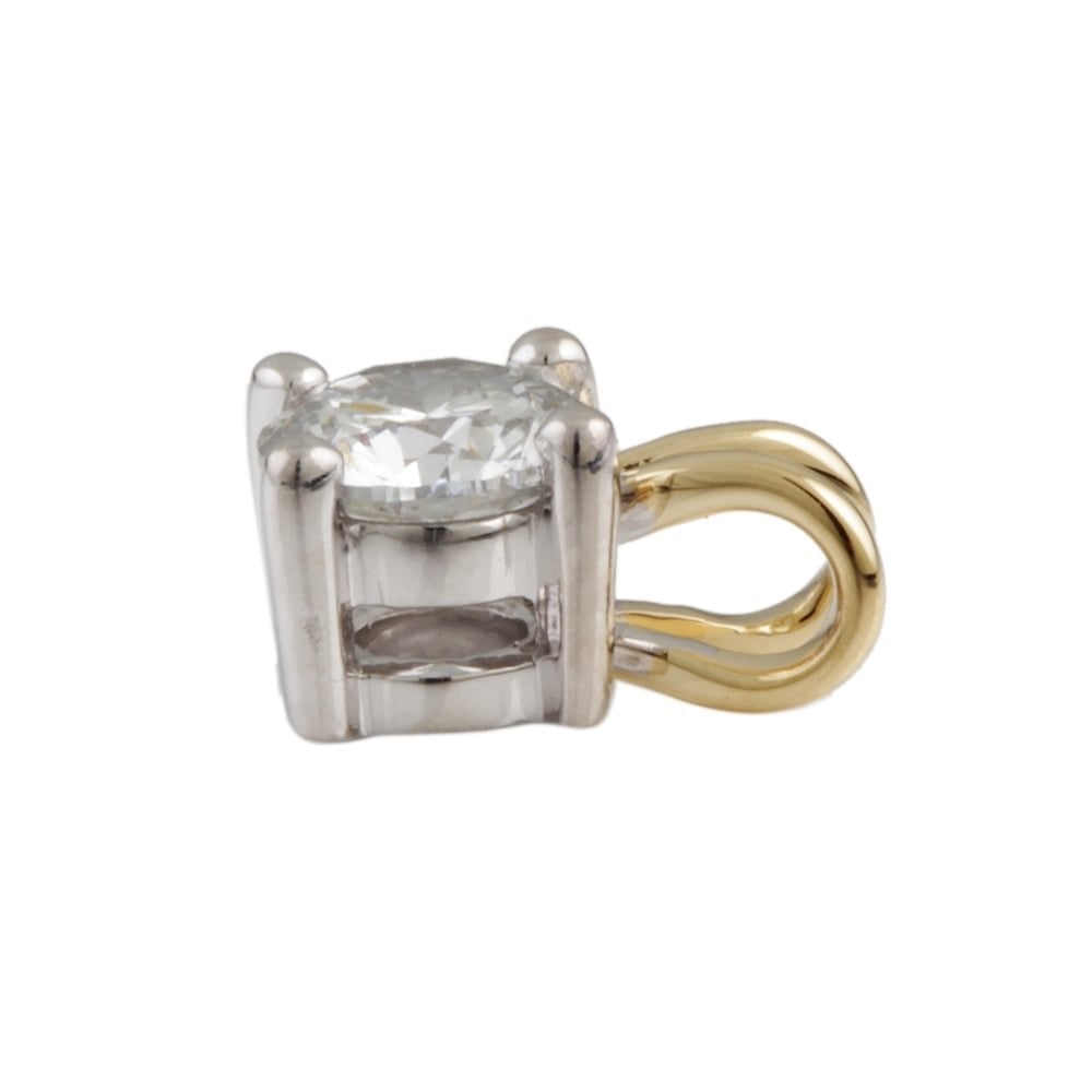9ct Yellow and White Gold Diamond Solitaire Pendant