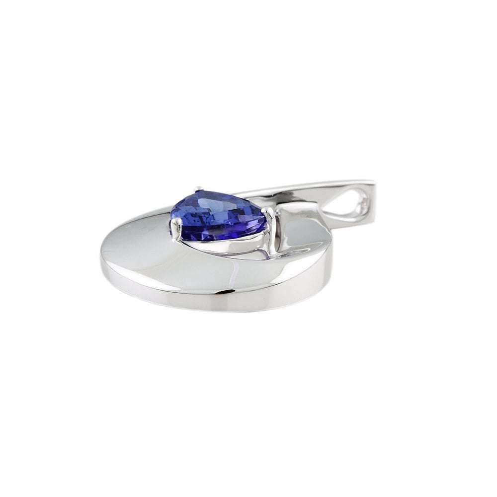 9ct White Gold 2.60ct Trillion Tanzanite Single Stone Pendant