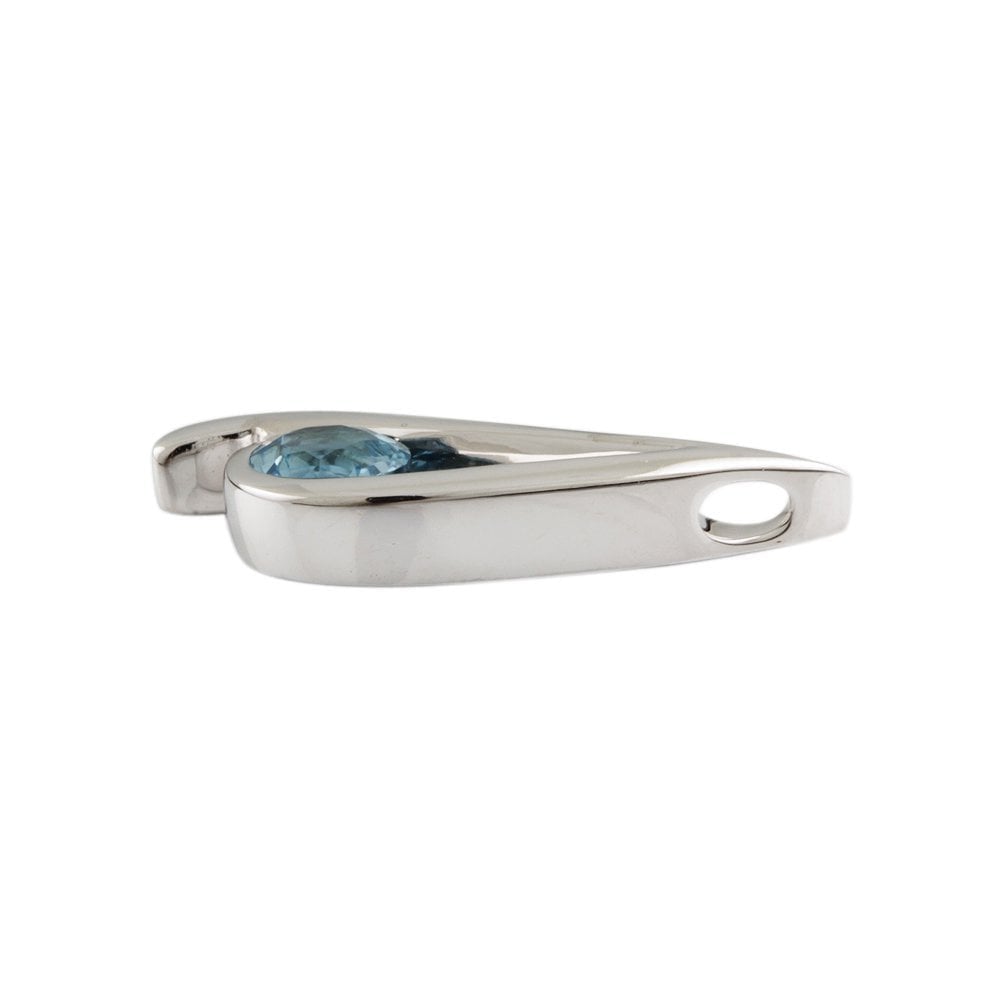 9ct white Gold Single Stone Blue Topaz Pendant