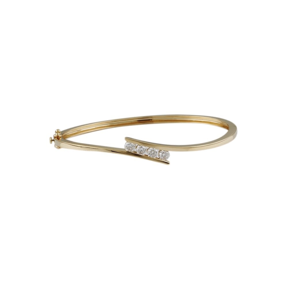 9ct Yellow Gold Hinged Diamond Bangle 1.00ct