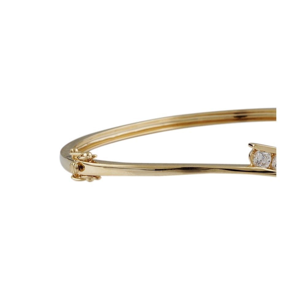 9ct Yellow Gold Hinged Diamond Bangle 1.00ct