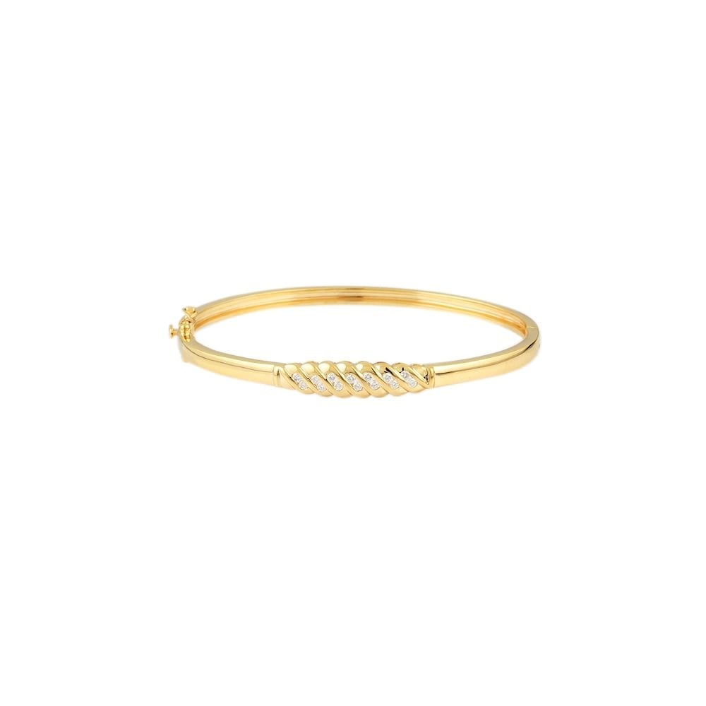 9ct Yellow Gold Hinged Diamond Bangle 0.25ct