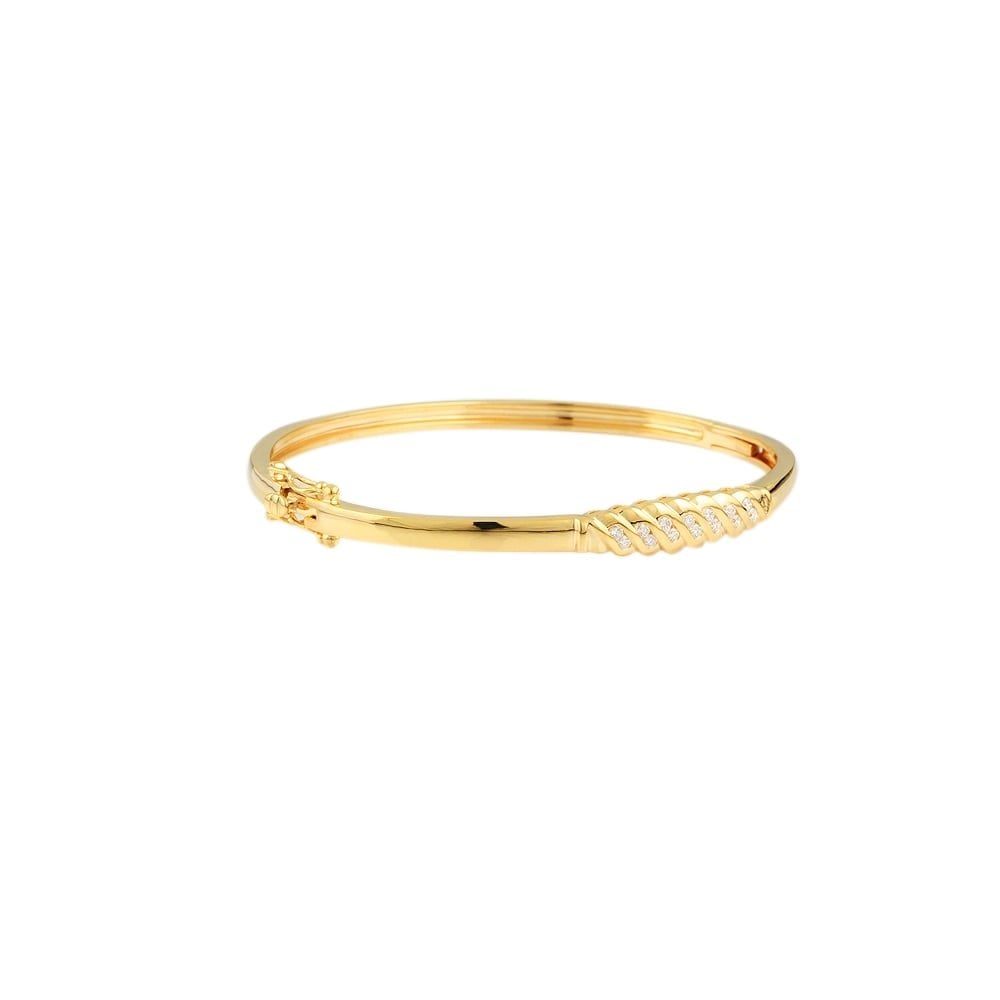 9ct Yellow Gold Hinged Diamond Bangle 0.25ct