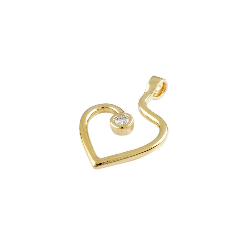 9ct Yellow Gold Heart Diamond Pendant 0.10ct approx.15mm