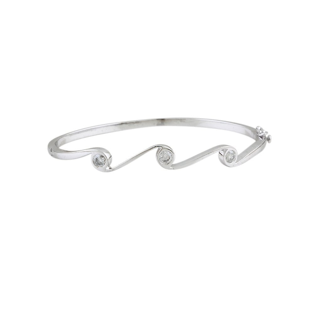 9ct White Gold Flush Set Hinged Diamond Bangle 0.60ct