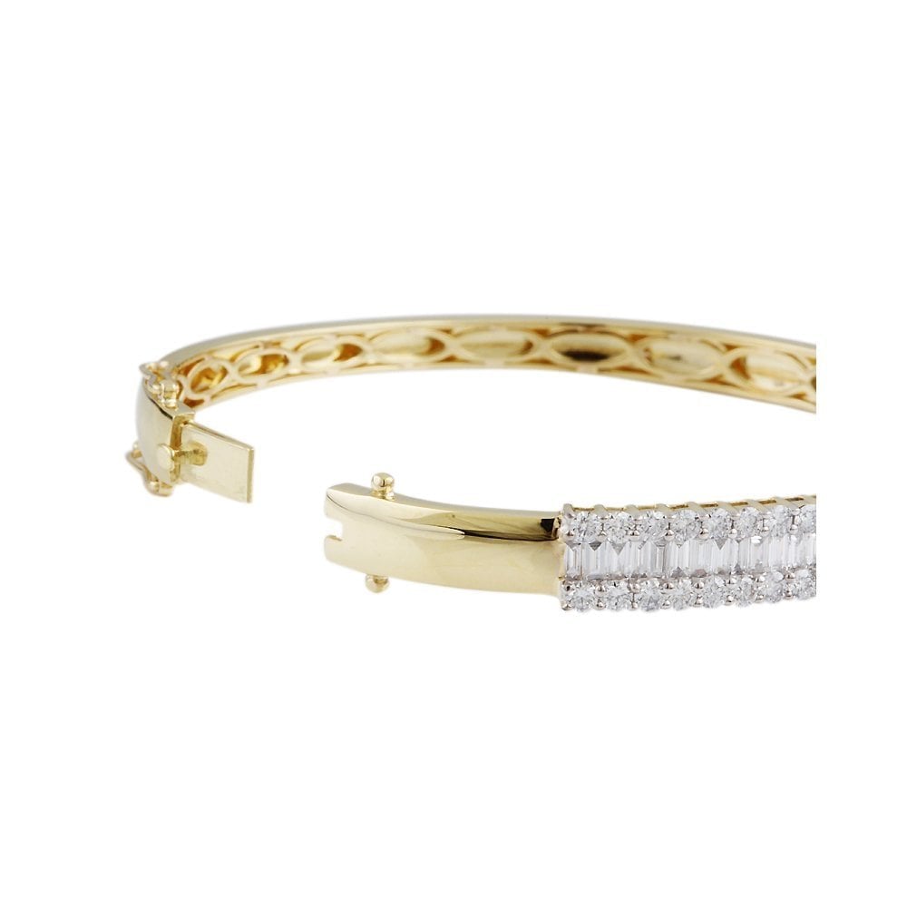 9ct Yellow And White Gold Hinged Diamond Set Statement Bangle 3.47ct
