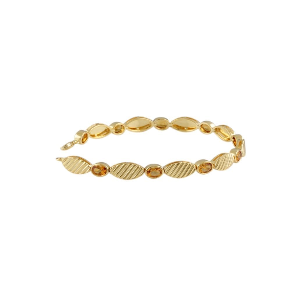 9ct Yellow Gold Textured Link Citrine Bracelet 3.89ct