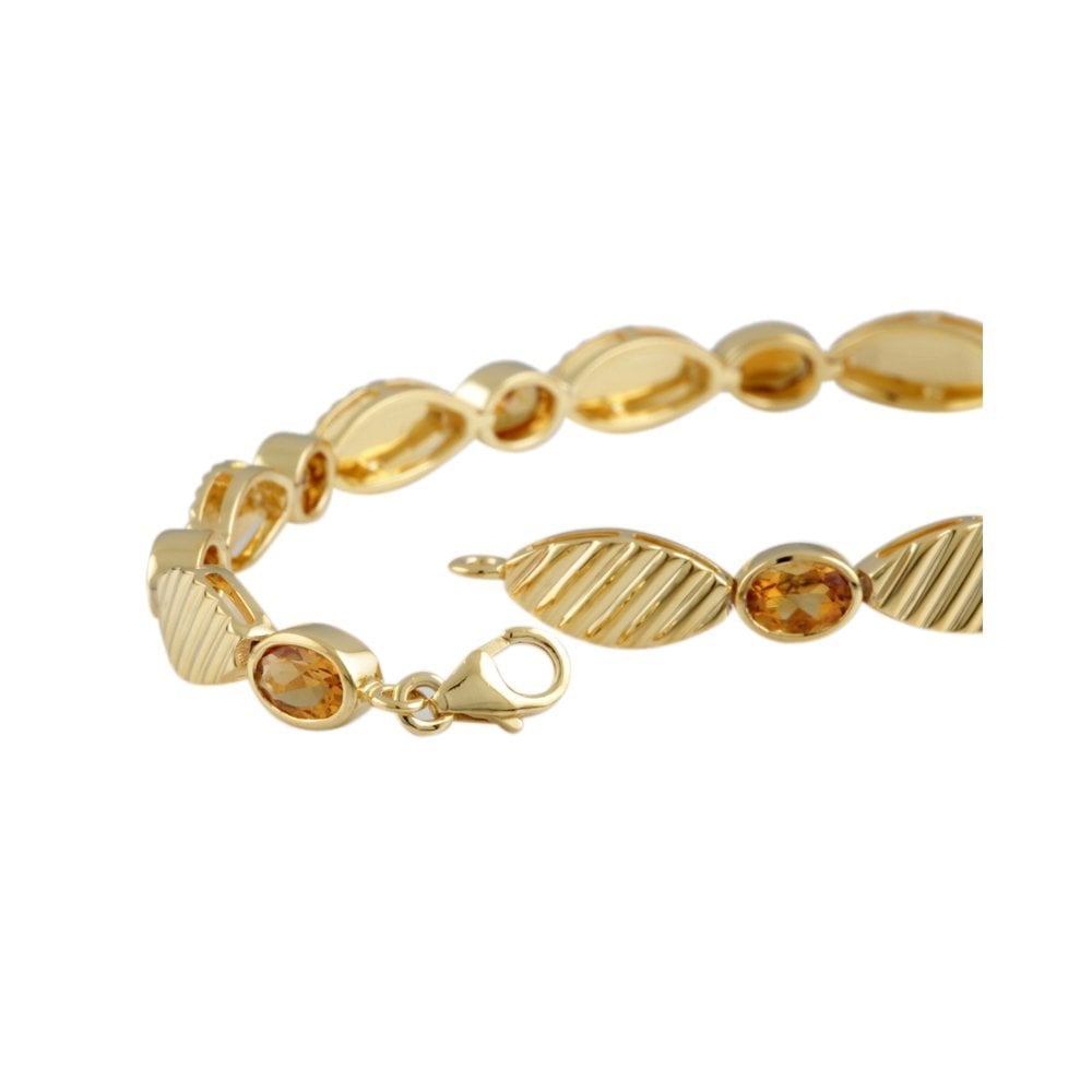 9ct Yellow Gold Textured Link Citrine Bracelet 3.89ct
