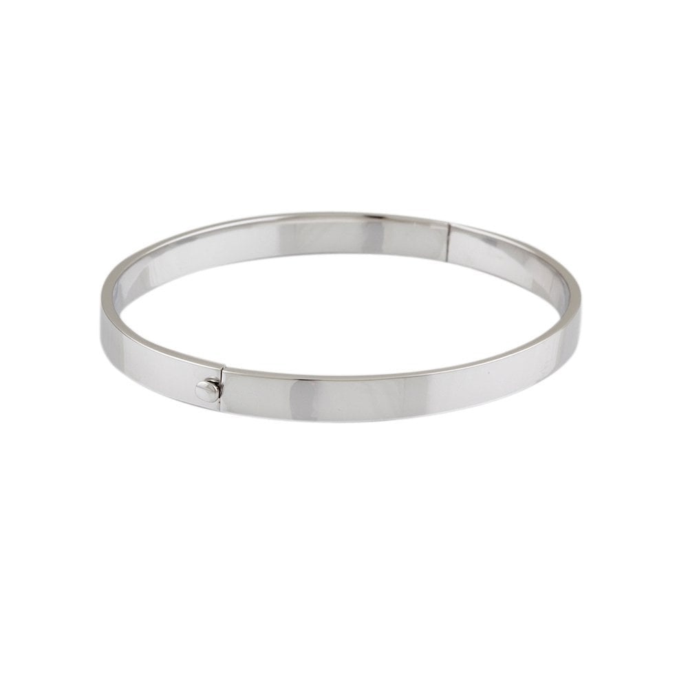 9ct White Gold Hinged Solid Bangle