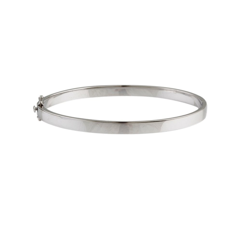 9ct White Gold Hinged Solid Bangle