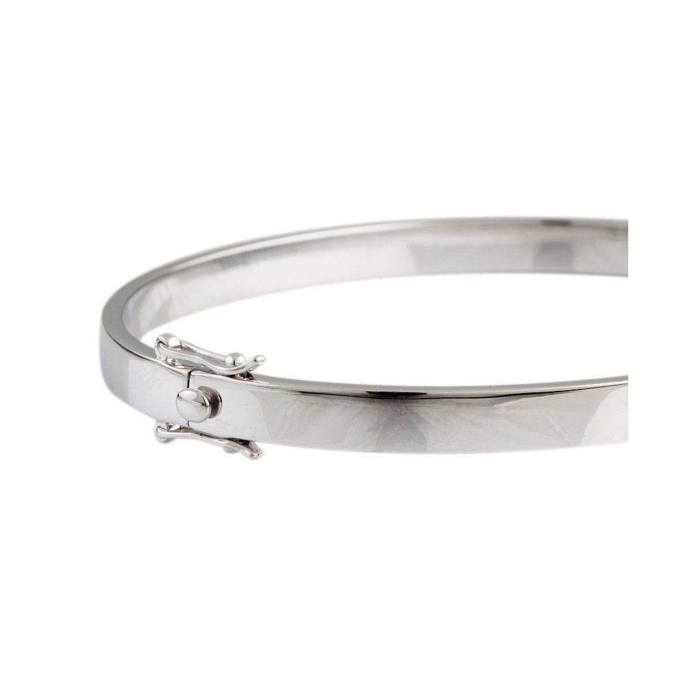 9ct White Gold Hinged Solid Bangle