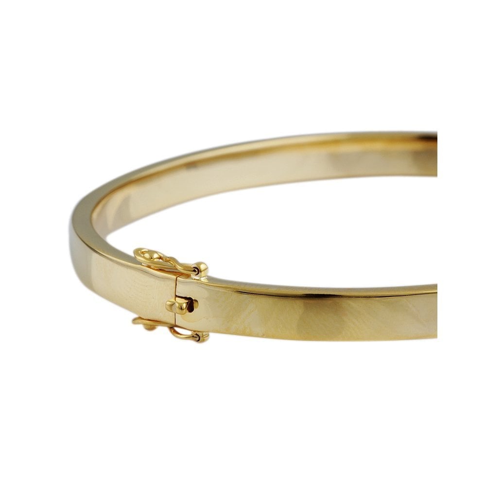 9ct Yellow Gold Plain Flat Hinged Bangle