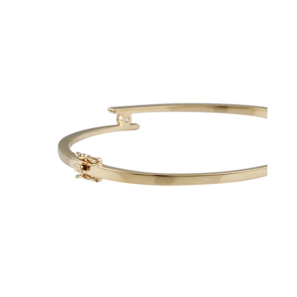 9ct Yellow Gold Single Stone Hinged Diamond Bangle 0.20ct