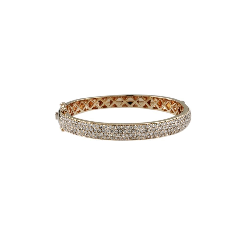 9ct Yellow Gold Hinged Bombay Style Diamond Bangle 4.20ct