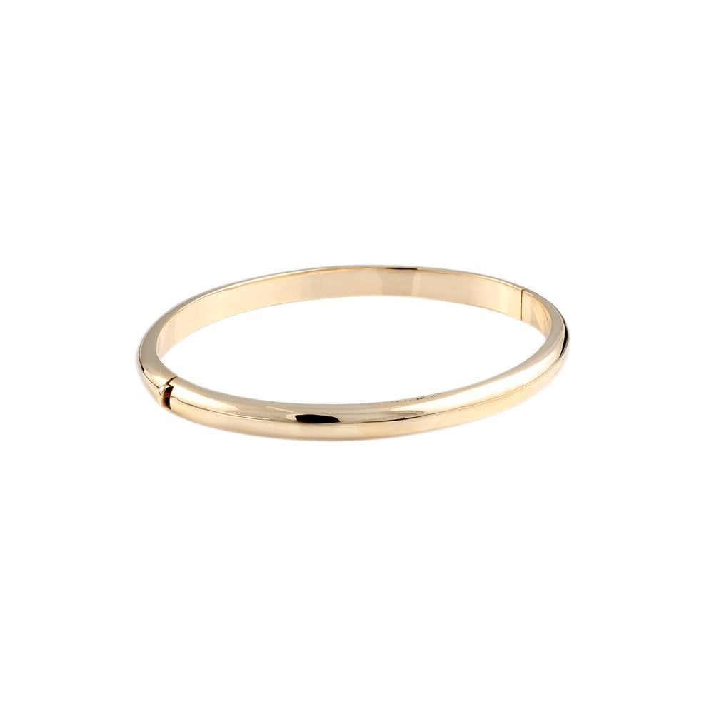 9ct Yellow Gold D Shaped Solid Hinged Bangle