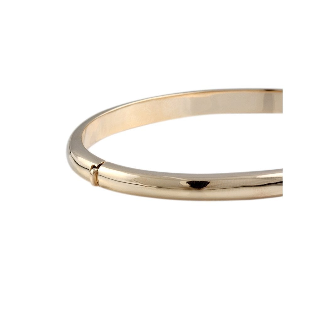 9ct Yellow Gold D Shaped Solid Hinged Bangle