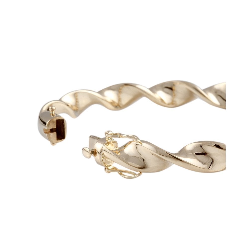 9ct Yellow Gold Hinged Twisted Ribbon Bangle