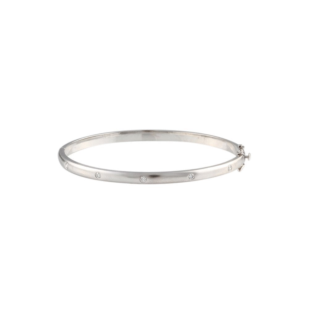 9ct White Gold Flush Set Hinged Diamond Bangle 0.75ct