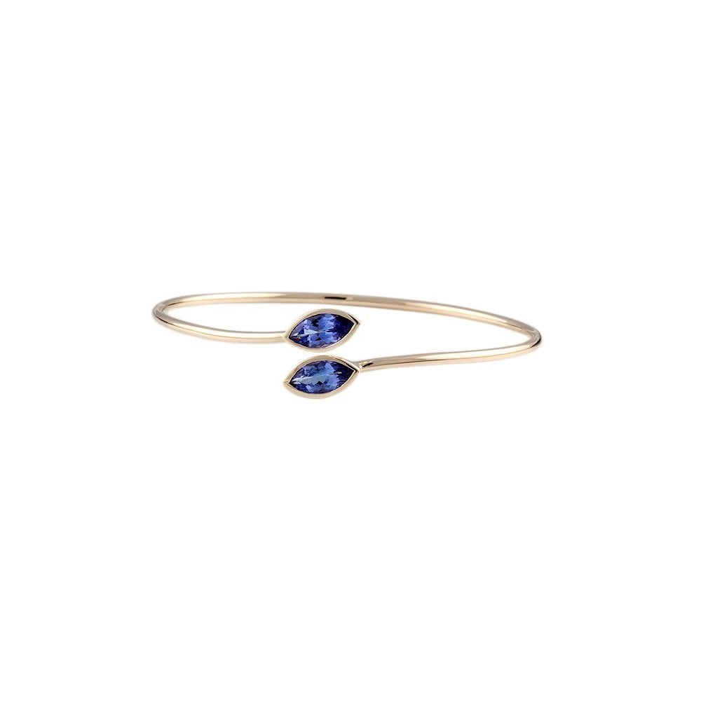 9ct Yellow Gold Tanzanite Torque Style Bangle 3.02ct