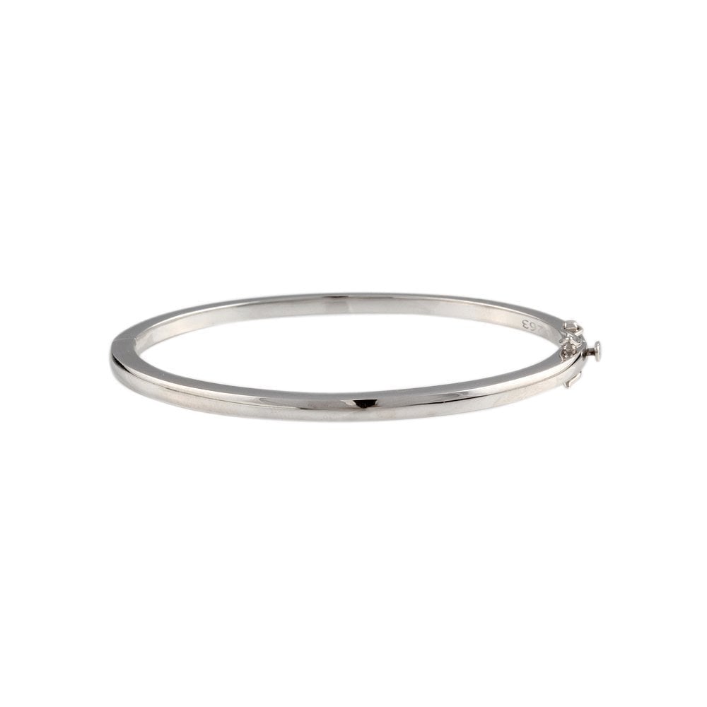 9ct White Gold Solid Hinged Bangle