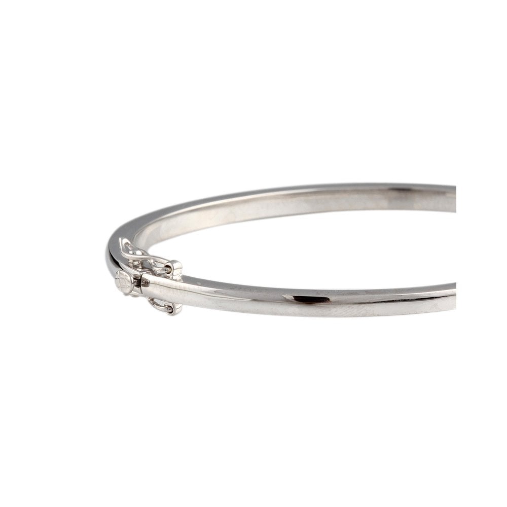 9ct White Gold Solid Hinged Bangle