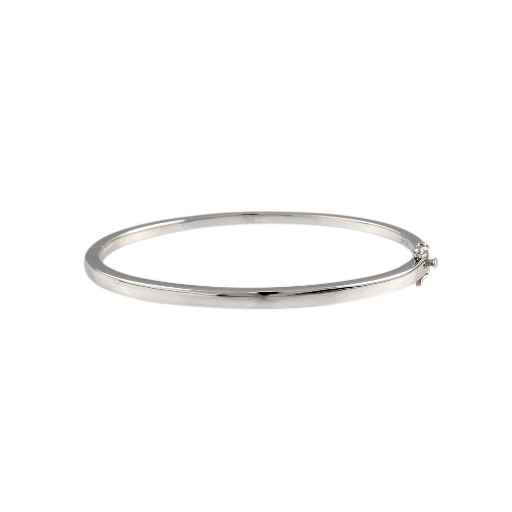 9ct White Gold Solid Hinged Bangle