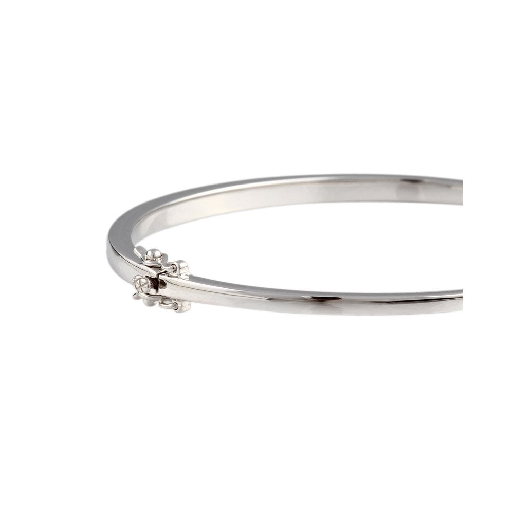 9ct White Gold Solid Hinged Bangle