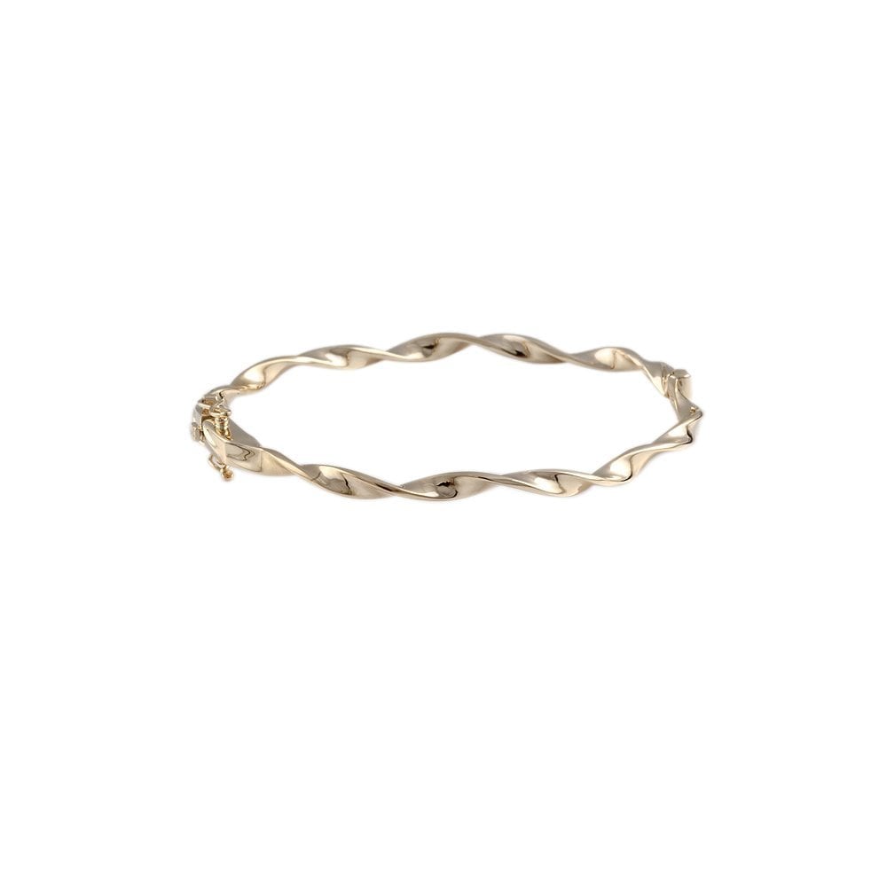 9ct Yellow Gold Hinged Twisted Ribbon Bangle