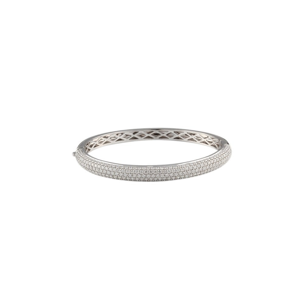 9ct White Gold Hinged Bombay Style Diamond Bangle 4.45ct