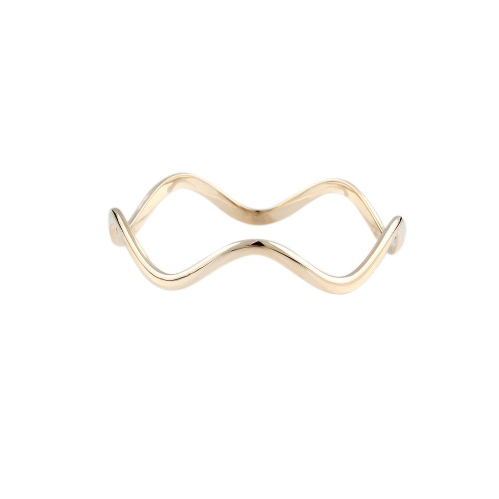 9ct Yellow Gold Solid Wave Slip On Bangle