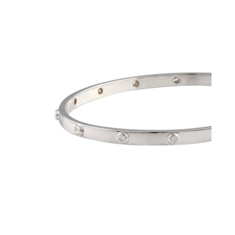 9ct White Gold Diamond Set Slip On Bangle 0.70ct